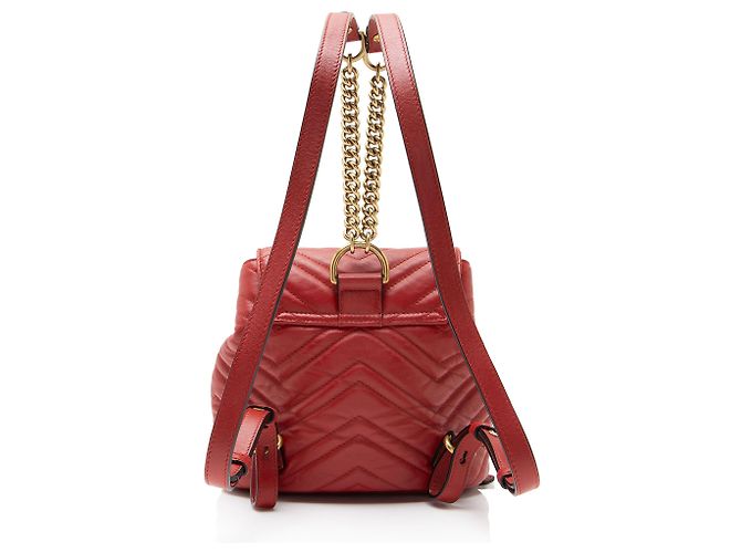 Gucci GG Marmont Mini-Rucksack aus gestepptem Leder Rot - Ansicht 2