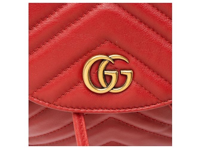 Gucci GG Marmont Mini-Rucksack aus gestepptem Leder Rot - Ansicht 8