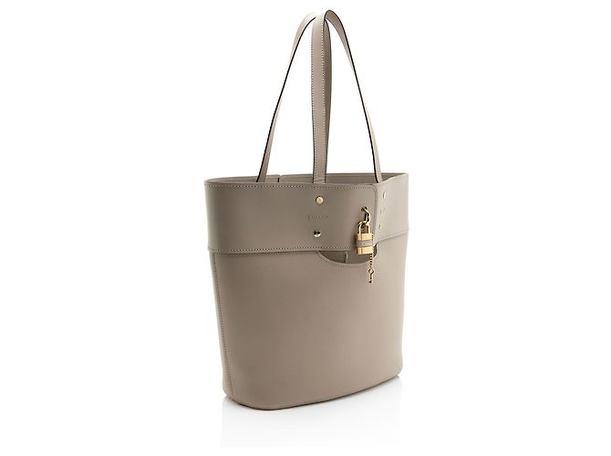 Chloé Borsa Tote media Aby Lock in pelle di vitello grana Chloe Grigio - vista 2