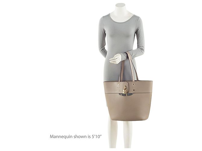 Chloé Borsa Tote media Aby Lock in pelle di vitello grana Chloe Grigio - vista 5