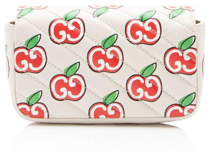 Borsa Mini Flap Gucci GG Marmont in pelle matelassé Apple Rosso - vista 3