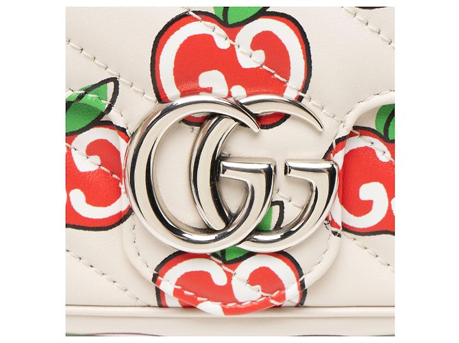 Borsa Mini Flap Gucci GG Marmont in pelle matelassé Apple Rosso - vista 9