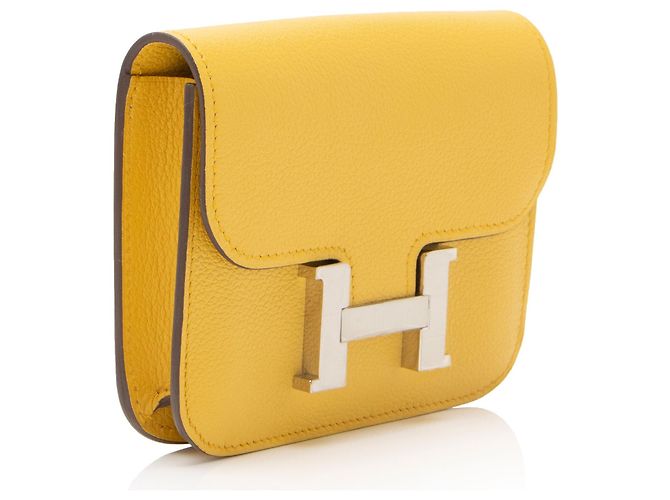 Hermès Portafoglio Slim Constance in pelle Evercolor Hermes Giallo - vista 2