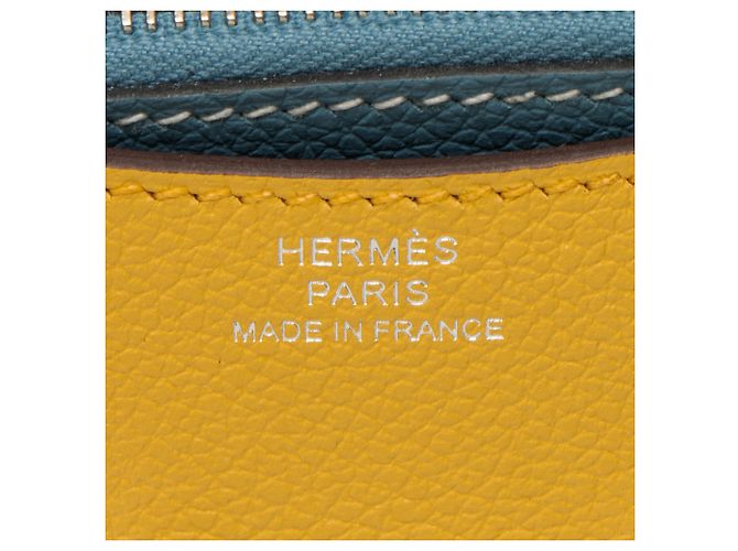 Hermès Portafoglio Slim Constance in pelle Evercolor Hermes Giallo - vista 7