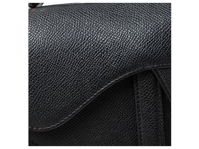 Autre Marque Mini borsa Saddle Dior in pelle di vitello grana naturale con tracolla Nero - vista 10