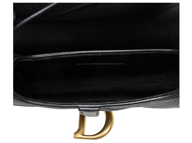 Autre Marque Mini borsa Saddle Dior in pelle di vitello grana naturale con tracolla Nero - vista 7