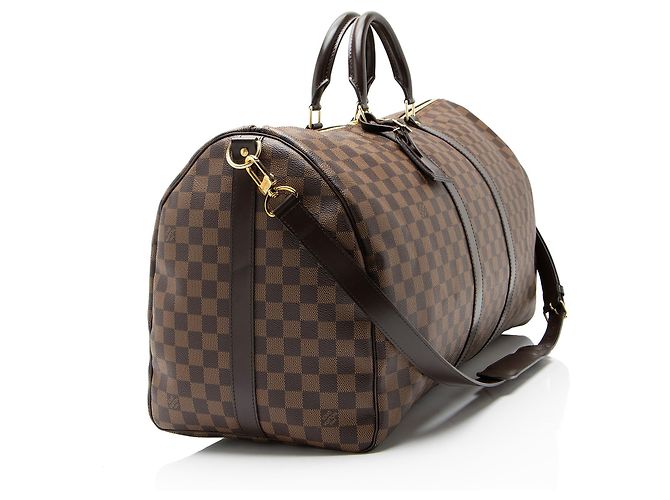 Louis Vuitton Damier Ebene Keepall Bandouliere 55 Duffle Marrom - vista 2