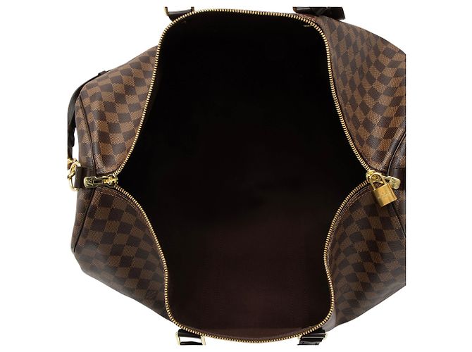 Louis Vuitton Damier Ebene Keepall Bandouliere 55 Duffle Marrom - vista 7