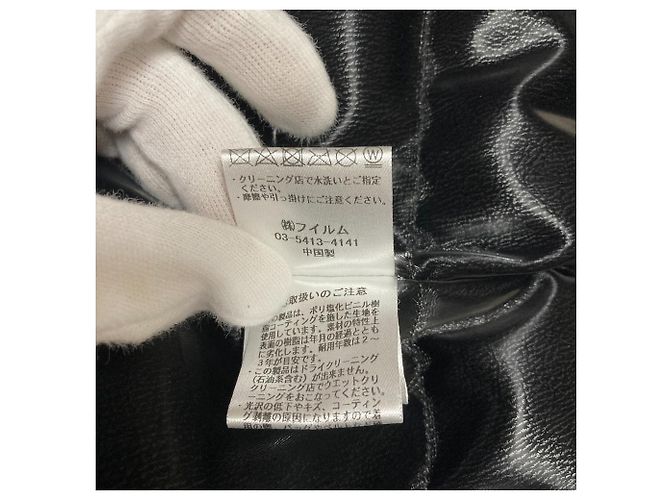 Autre Marque Double Standard Clothing Kunstleder-Daunenweste Schwarz - Ansicht 10