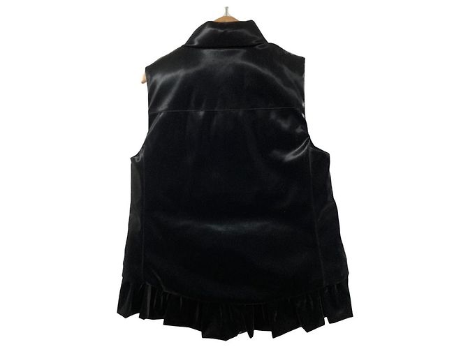Autre Marque Double Standard Clothing Kunstleder-Daunenweste Schwarz - Ansicht 2