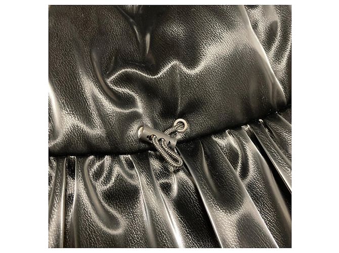 Autre Marque Double Standard Clothing Kunstleder-Daunenweste Schwarz - Ansicht 4