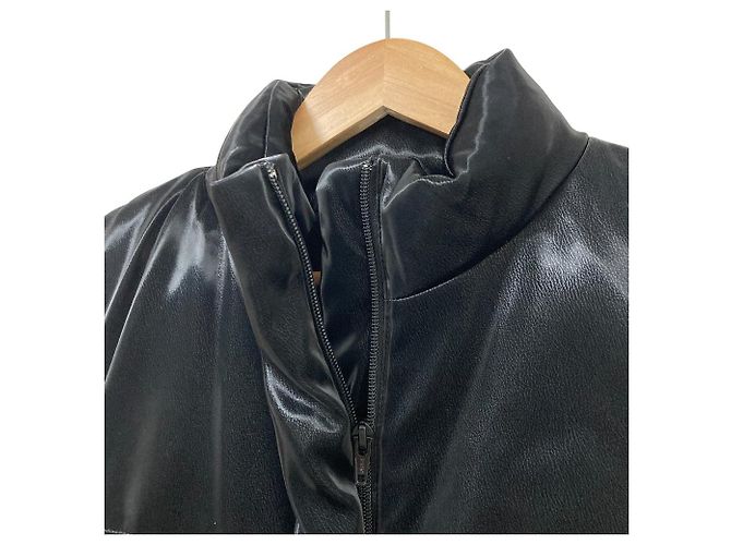 Autre Marque Double Standard Clothing Kunstleder-Daunenweste Schwarz - Ansicht 6