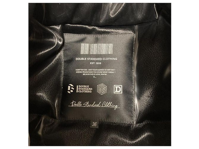 Autre Marque Double Standard Clothing Kunstleder-Daunenweste Schwarz - Ansicht 8