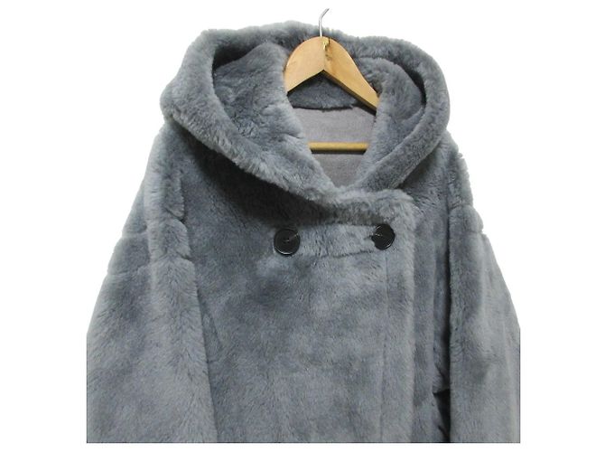 Autre Marque Mbeaute Abrigo largo de lana con capucha de piel Castaño - vista 4