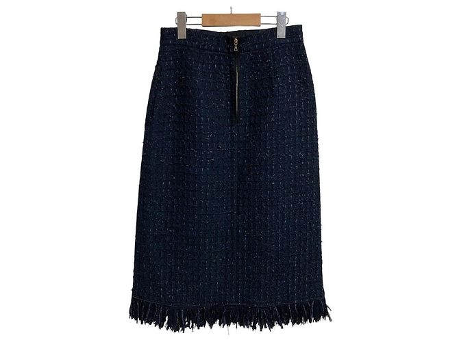 Autre Marque Gonna in tweed a quadri in cotone ADORE Blu Blu navy - vista 2