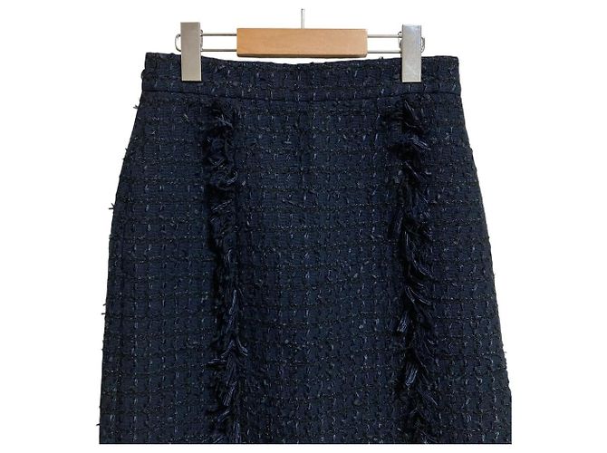 Autre Marque Gonna in tweed a quadri in cotone ADORE Blu Blu navy - vista 3