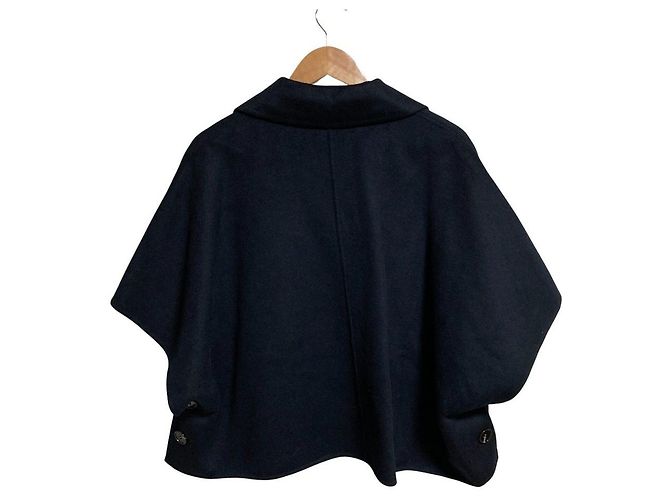 Autre Marque YENN DOUBLE FACE CAPE JACKET Wool Cape Jacket Blue Navy blue - view 2