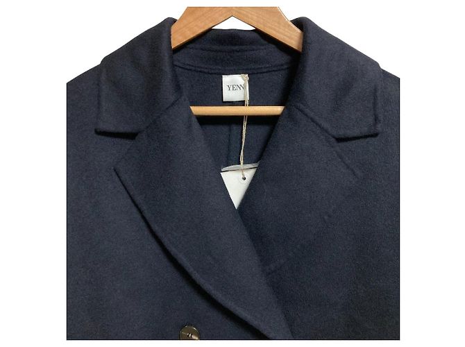 Autre Marque YENN DOUBLE FACE CAPE JACKET Wool Cape Jacket Blue Navy blue - view 4