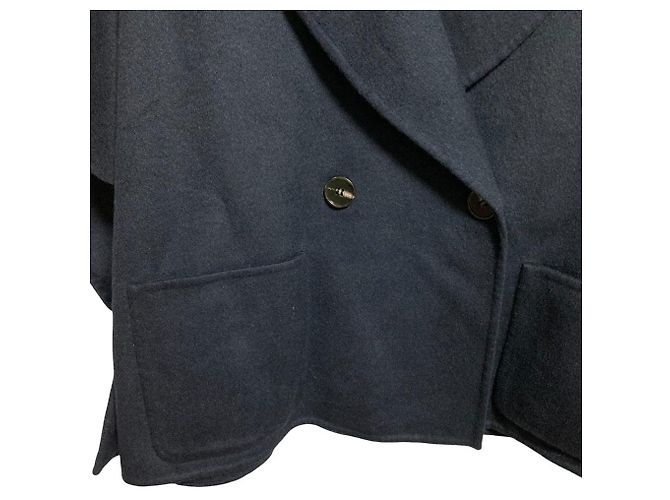 Autre Marque YENN DOUBLE FACE CAPE JACKET Wool Cape Jacket Blue Navy blue - view 5