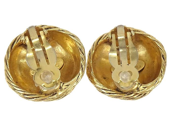 Chanel Vintage CC Round Clip-On Metal Small Golden - Ansicht 2