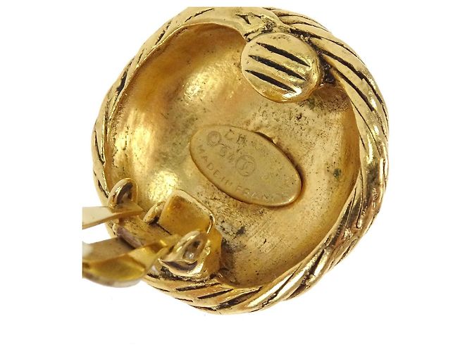 Chanel Vintage CC Round Clip-On Metal Small Golden - Ansicht 5