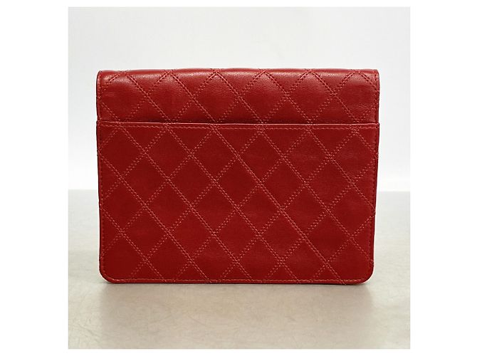 Pouch in pelle bicolore Chanel Rosso - vista 8