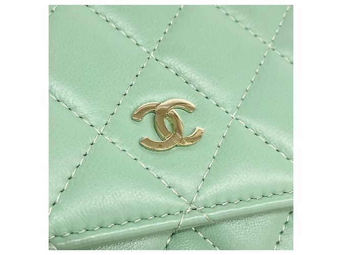 Carteira de Ombro com Corrente Chanel Matelassé Verde claro - vista 9