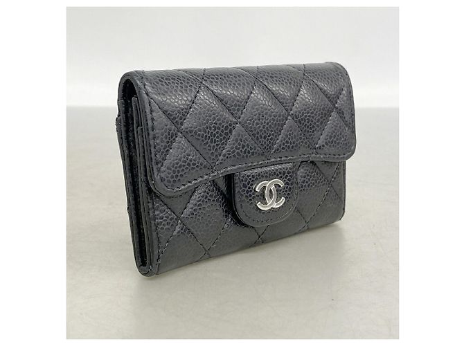 Tarjetero Chanel negro en piel de becerro granulada - vista 2