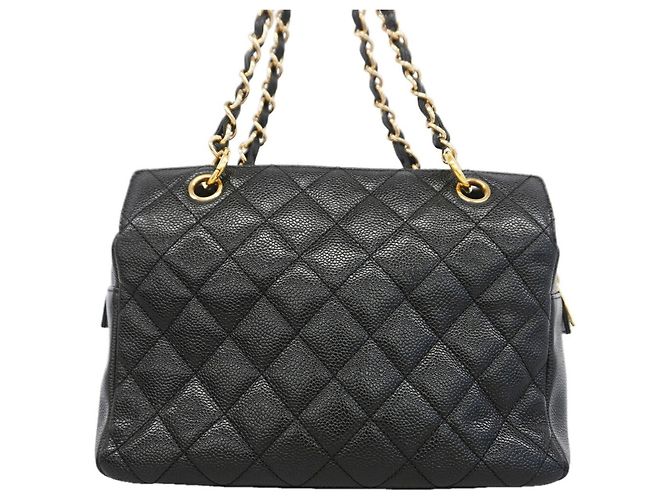 Saco Tote Chanel em couro de bezerro granulado preto - vista 9
