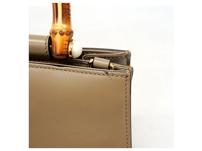 Borsa a mano Gucci Bamboo in pelle marrone - vista 6