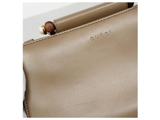 Borsa a mano Gucci Bamboo in pelle marrone - vista 8