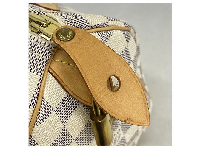Borsa Louis Vuitton Damier Azur Speedy 25 Bianco - vista 8