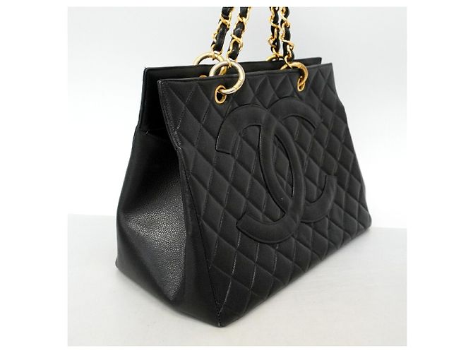 Saco Tote Chanel em couro de bezerro granulado preto - vista 2