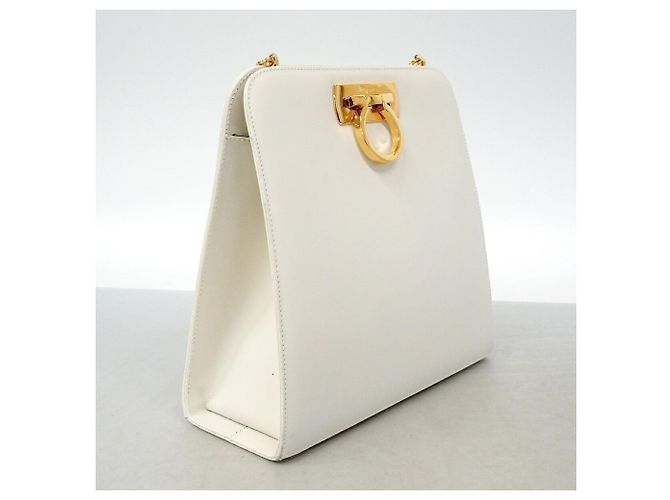 Borsa a tracolla in pelle Gancini bianca Salvatore Ferragamo - vista 2