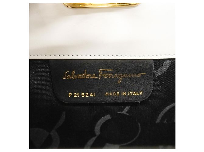 Borsa a tracolla in pelle Gancini bianca Salvatore Ferragamo - vista 5