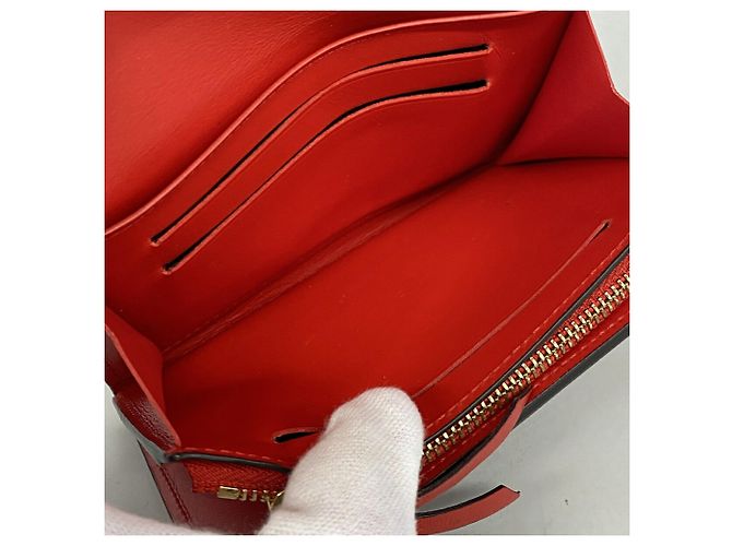 Louis Vuitton Monogram Portefeuille Flore Compact Wallet Rosso - vista 3