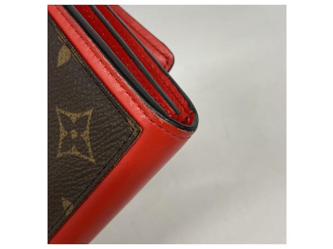 Louis Vuitton Monogram Portefeuille Flore Compact Wallet Rosso - vista 5