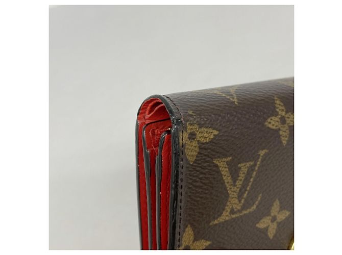 Louis Vuitton Monogram Portefeuille Flore Compact Wallet Rosso - vista 6
