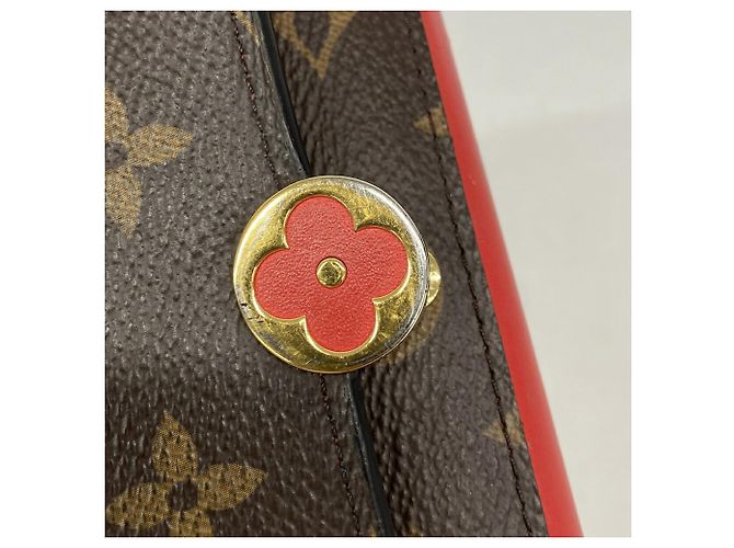 Louis Vuitton Monogram Portefeuille Flore Compact Wallet Rosso - vista 8