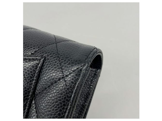 Timeless Portafoglio lungo Chanel in pelle di vitello granulata nera Nero - vista 6