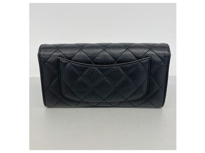 Timeless Portafoglio lungo Chanel in pelle di vitello granulata nera Nero - vista 8