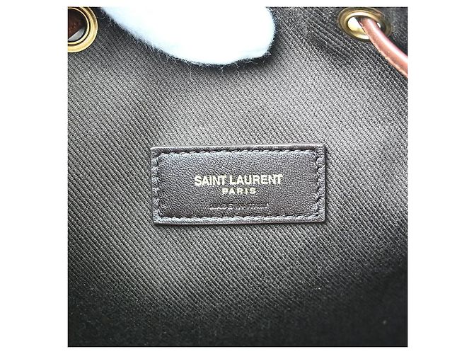 Autre Marque Saint Laurent Vintage Classic Monogram Drawstring Bucket Canvas Marron - vue 4