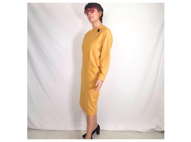 Pierre Cardin Space Age Wollkleid - Senfgelb - Ansicht 14