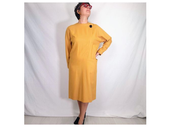 Pierre Cardin Space Age Wollkleid - Senfgelb - Ansicht 5