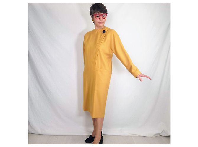 Pierre Cardin Space Age Wollkleid - Senfgelb - Ansicht 6