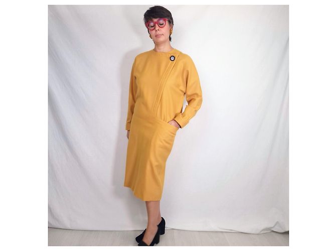 Pierre Cardin Space Age Wollkleid - Senfgelb - Ansicht 8