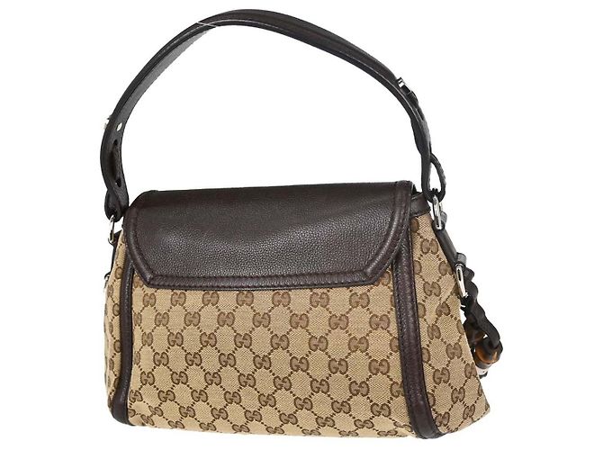 Gucci Techno Horsebit Flap Hobo Leather Medium Beige - vista 2