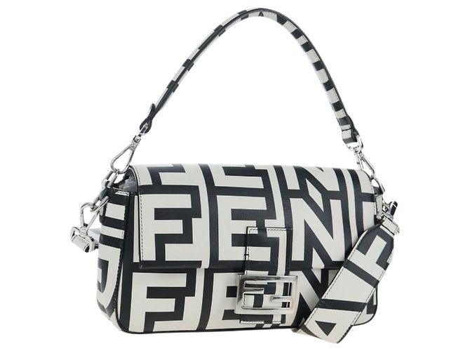 Borsa Fendi x Marc Jacobs Baguette NM in pelle stampata Medium Nero - vista 3