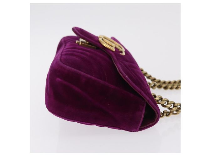 Gucci GG Marmont Matelassé Velvet Small Porpora - vista 5