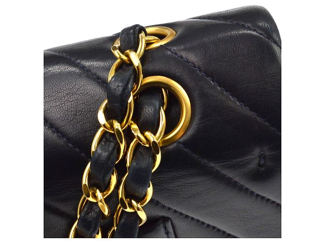Chanel Vintage Classic Double Flap Chevron Lambskin Medium Schwarz - Ansicht 6